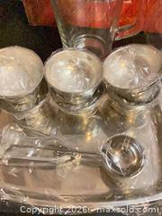 MaxSold Auction: Stainless Steel Ice Cream Cups Set with Serving Tray & Glass Pitcher - Ajax (Ontario, Canada) PARTNER MANAGED Downsizing Online Auction - Grainger Crescent
