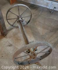 MaxSold Auction: Antique Horse Drawn Manure Spreader Wheels Barn Find Farmhouse Decor - East Cocalico Township (Pennsylvania, USA) SELLER MANAGED Downsizing Online Auction - Stevens Road