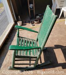 MaxSold Auction: Mid-Century Wicker Back Rocking Chair Solid Wood - East Cocalico Township (Pennsylvania, USA) SELLER MANAGED Downsizing Online Auction - Stevens Road