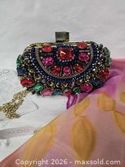MaxSold Auction: ALDO Jeweled Evening Clutch with Chain + BASILE Scarf - Vancouver (British Columbia, Canada) SELLER MANAGED Reseller Online Auction - East 7th Avenue (STORAGE)