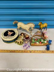 MaxSold Auction: Mixed Vintage Decor Lot – Horse Figurines, Porcelain Dolls & Tin - Vancouver (British Columbia, Canada) SELLER MANAGED Reseller Online Auction - East 7th Avenue (STORAGE)
