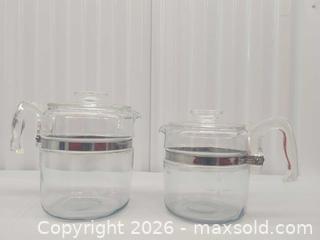 MaxSold Auction: MCM Pyrex Stainless Steel & Clear Glass Teapot / Coffee Pot Set of 2 - Toronto (Ontario, Canada) SELLER MANAGED Downsizing Online Auction - Dupont Street (STORAGE)