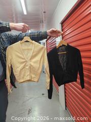 MaxSold Auction: Vintage Bernard Altmann Black & Cream Beaded Cashmere Cardigans, size XS - Toronto (Ontario, Canada) SELLER MANAGED Downsizing Online Auction - Dupont Street (STORAGE)