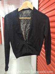 MaxSold Auction: Vintage Bernard Altmann Black & Cream Beaded Cashmere Cardigans, size XS - Toronto (Ontario, Canada) SELLER MANAGED Downsizing Online Auction - Dupont Street (STORAGE)