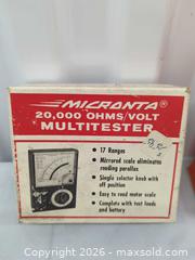 MaxSold Auction: Vintage Micronta Analog Multimeter 20,000 Ohms/Volt with Soldering Stand - Toronto (Ontario, Canada) SELLER MANAGED Downsizing Online Auction - Dupont Street (STORAGE)