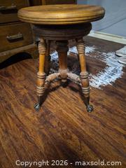 MaxSold Auction: Adjustable Antique Piano/Vanity Stool — Wood with Brass Casters - Quinte West (Ontario, Canada) SELLER MANAGED Reseller Online Auction -  Fairground Road