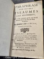 MaxSold Auction: Antiquarian 1722 Paraphrase sur Divers Pseaumes Fort Mystérieux Leather?Bound French Volume (Tome Second) - Toronto (Ontario, Canada) SELLER MANAGED Downsizing Online Auction - McAdam Avenue