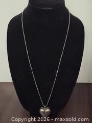 MaxSold Auction: Vintage Sterling Silver Mexico 925 Beaded Necklace Large Heart Pendant 21g - Toronto (Ontario, Canada) PARTNER MANAGED Downsizing Online Auction - McAdam Avenue