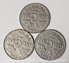 MaxSold Auction: EARLY CANADIAN NICKEL COIN LOT OF 3 - Kingston (Ontario, Canada) SELLER MANAGED Downsizing Online Auction - Rosemund Crescent