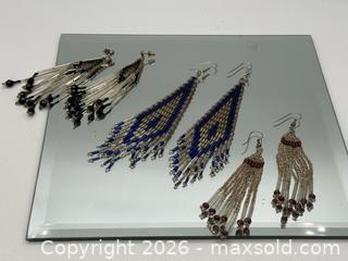 MaxSold Auction: 3 sets of handmade seed bead fringe earrings - Menlo Park (California, USA) SELLER MANAGED Downsizing Online Auction - Henderson Place