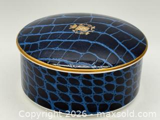MaxSold Auction: Domenico Vacca by Prouna Alligator Sapphire round accessory box made of fine bone china - Menlo Park (California, USA) SELLER MANAGED Downsizing Online Auction - Henderson Place