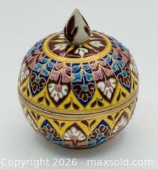 MaxSold Auction: Porcelain Benjarong Pottery Hand-painted in Thailand trinket jar with lid - Menlo Park (California, USA) SELLER MANAGED Downsizing Online Auction - Henderson Place