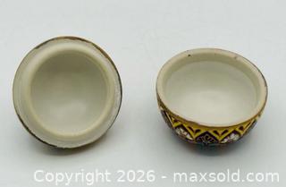 MaxSold Auction: Porcelain Benjarong Pottery Hand-painted in Thailand trinket jar with lid - Menlo Park (California, USA) SELLER MANAGED Downsizing Online Auction - Henderson Place