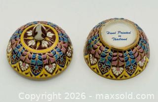 MaxSold Auction: Porcelain Benjarong Pottery Hand-painted in Thailand trinket jar with lid - Menlo Park (California, USA) SELLER MANAGED Downsizing Online Auction - Henderson Place