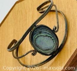 MaxSold Auction: Vintage Alpaca Mexico Abalone Mother Of Pearl Cuff Bracelet - Menlo Park (California, USA) SELLER MANAGED Downsizing Online Auction - Henderson Place