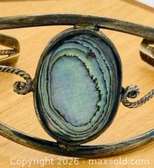 MaxSold Auction: Vintage Alpaca Mexico Abalone Mother Of Pearl Cuff Bracelet - Menlo Park (California, USA) SELLER MANAGED Downsizing Online Auction - Henderson Place