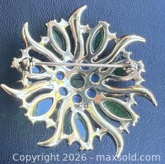 MaxSold Auction: Vintage Beautiful MONET Green Rhinestone Brooch - Menlo Park (California, USA) SELLER MANAGED Downsizing Online Auction - Henderson Place