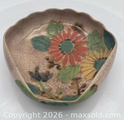 MaxSold Auction: Vintage G.O Kyoto Ceramic Floral Japanese Trinket Bowl Yellow Red Blue Flowers - Menlo Park (California, USA) SELLER MANAGED Downsizing Online Auction - Henderson Place
