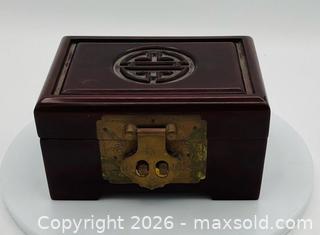 MaxSold Auction: Vintage Huali Wood Jewelry Box Carved Art Brass lock China - Menlo Park (California, USA) SELLER MANAGED Downsizing Online Auction - Henderson Place