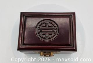 MaxSold Auction: Vintage Huali Wood Jewelry Box Carved Art Brass lock China - Menlo Park (California, USA) SELLER MANAGED Downsizing Online Auction - Henderson Place