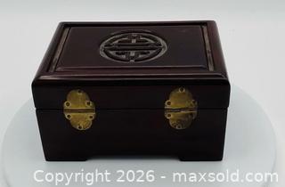 MaxSold Auction: Vintage Huali Wood Jewelry Box Carved Art Brass lock China - Menlo Park (California, USA) SELLER MANAGED Downsizing Online Auction - Henderson Place