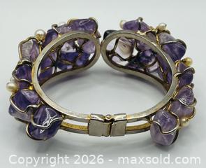 MaxSold Auction: Vintage wire-wrapped bracelet featuring amethyst stones and pearls - Menlo Park (California, USA) SELLER MANAGED Downsizing Online Auction - Henderson Place