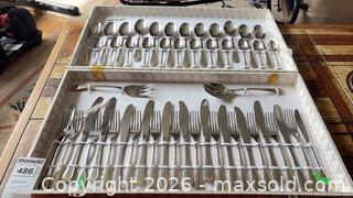 MaxSold Auction: Axendale Two-Tone Stainless Steel Flatware Set — Service for 12 B - Toronto (Ontario, Canada) Estate Sale Online Auction - Larkfield Drive