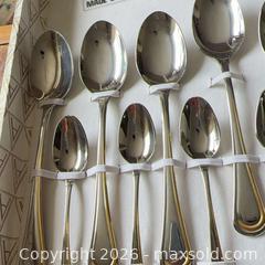 MaxSold Auction: Axendale Two-Tone Stainless Steel Flatware Set — Service for 12 B - Toronto (Ontario, Canada) Estate Sale Online Auction - Larkfield Drive