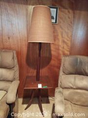 MaxSold Auction: Mid-Century Floor Lamp with Built-In Table, Wood & Fabric Shade C - Toronto (Ontario, Canada) Estate Sale Online Auction - Larkfield Drive