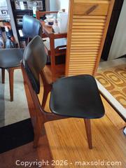 MaxSold Auction: Mid-Century Modern Wood & Black Vinyl Dining Chairs C - Toronto (Ontario, Canada) Estate Sale Online Auction - Larkfield Drive