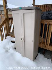MaxSold Auction: Jardin Vertical Resin Outdoor Storage Shed, Beige/Sand - Belleville (Ontario, Canada) SELLER MANAGED Moving Online Auction - Covington Crescent