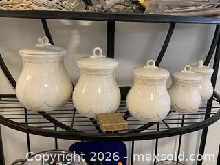 MaxSold Auction: Metal Baker's Rack with Ceramic Canister Set & Kitchen Lot - Belleville (Ontario, Canada) SELLER MANAGED Moving Online Auction - Covington Crescent