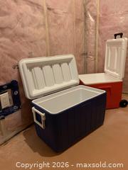MaxSold Auction: Set of Large Hard Insulated Wheeled Coolers - Blue and Red - Belleville (Ontario, Canada) SELLER MANAGED Moving Online Auction - Covington Crescent