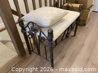 MaxSold Auction: Small Cream Metal Frame Bench with Removable Fabric Cushion - Belleville (Ontario, Canada) SELLER MANAGED Moving Online Auction - Covington Crescent