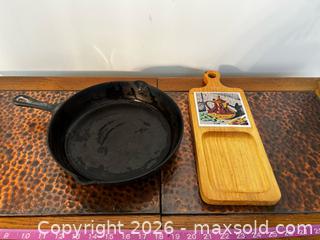 MaxSold Auction: 12" Cast Iron Skillet & Wooden Serving/Cutting Board with Tile - North Franklin Township (Pennsylvania, USA) PARTNER MANAGED Estate Sale Online Auction - Hazelwood Drive