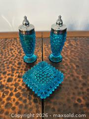 MaxSold Auction: Blue Aqua Hobnail Glass Salt & Pepper Shakers with Matching Ashtray - North Franklin Township (Pennsylvania, USA) PARTNER MANAGED Estate Sale Online Auction - Hazelwood Drive