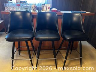 MaxSold Auction: Set of 3 Black Mid-Century Bar Stools with Padded Seats - North Franklin Township (Pennsylvania, USA) PARTNER MANAGED Estate Sale Online Auction - Hazelwood Drive