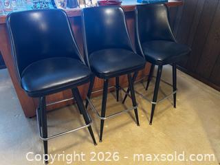 MaxSold Auction: Set of 3 Black Mid-Century Bar Stools with Padded Seats - North Franklin Township (Pennsylvania, USA) PARTNER MANAGED Estate Sale Online Auction - Hazelwood Drive