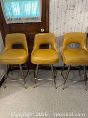 MaxSold Auction: Set of 3 Mustard Mid-Century Counter Stools, Vinyl & Metal - North Franklin Township (Pennsylvania, USA) PARTNER MANAGED Estate Sale Online Auction - Hazelwood Drive