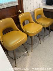 MaxSold Auction: Set of 3 Mustard Mid-Century Counter Stools, Vinyl & Metal - North Franklin Township (Pennsylvania, USA) PARTNER MANAGED Estate Sale Online Auction - Hazelwood Drive