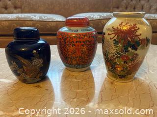 MaxSold Auction: Set of 3 Small Vintage Chinese Porcelain Ginger Jars - North Franklin Township (Pennsylvania, USA) PARTNER MANAGED Estate Sale Online Auction - Hazelwood Drive