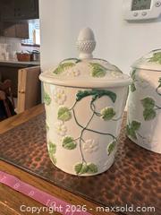 MaxSold Auction: Set of 4 Ceramic Majolica-Style Kitchen Canisters - North Franklin Township (Pennsylvania, USA) PARTNER MANAGED Estate Sale Online Auction - Hazelwood Drive