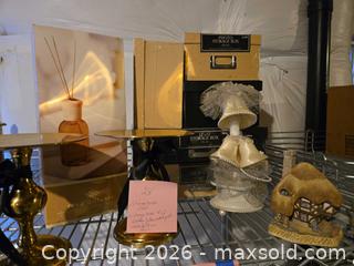 MaxSold Auction: 2, 12" x12" storage boxes, 3. 4" x 6", 2 metal colored candle holders, wedding bell topper - Longmont (Colorado, USA) PARTNER MANAGED Estate Sale Online Auction -  Twilight Court