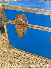 MaxSold Auction: Blue wooden trunk & luggage roller - Longmont (Colorado, USA) PARTNER MANAGED Estate Sale Online Auction -  Twilight Court