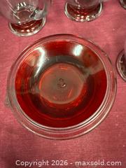 MaxSold Auction: Anchor Hocking Clear Glass Goblets with Ruby Red Feet, Set of 5 - Renfrew (Ontario, Canada) SELLER MANAGED Downsizing Online Auction - Plaunt Street