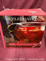 MaxSold Auction: Indiana Glass Clear Punch Bowl Set with Ladle, Cups & Clips - Renfrew (Ontario, Canada) SELLER MANAGED Downsizing Online Auction - Plaunt Street