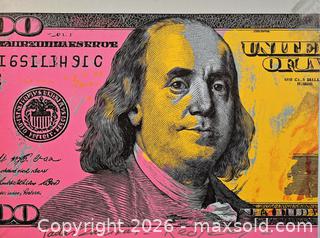 MaxSold Auction: Neon Franklin – 18” x 24” – Mixed Media on Canvas – TedyZet - Brantford (Ontario, Canada) SELLER MANAGED Downsizing Online Auction - Harriett Street