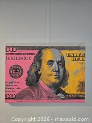 MaxSold Auction: Neon Franklin – 18” x 24” – Mixed Media on Canvas – TedyZet - Brantford (Ontario, Canada) SELLER MANAGED Downsizing Online Auction - Harriett Street