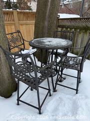 MaxSold Auction: Cast Aluminum Outdoor Bar-Height Patio Set – Table & 4 Chairs - Toronto (Ontario, Canada) SELLER MANAGED Moving Online Auction - Snowdon Avenue