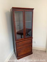 MaxSold Auction: Cherry Wood Display Cabinet with Glass Doors and Storage Drawers - Toronto (Ontario, Canada) SELLER MANAGED Moving Online Auction - Snowdon Avenue
